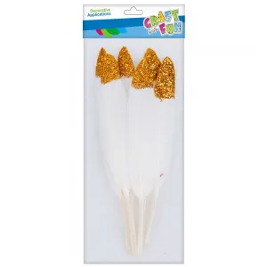 Piórka Euro-Trade Craft with fun biało-złoty 6 szt (463664)