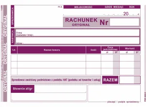 Druk offsetowy A6 Rachunek uproszczony dla zwolnionych z VAT A6 80k. Michalczyk i Prokop (234-5)