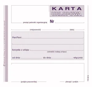 Druk offsetowy 2/3 A6 Karta urlopowa 40k. Michalczyk i Prokop (507-6)