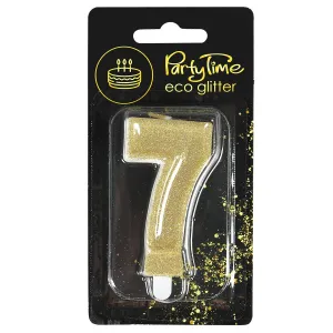 Świeczka urodzinowa eko brokat złota cyfra 7 Arpex (DS0956ZLO-7-0987)