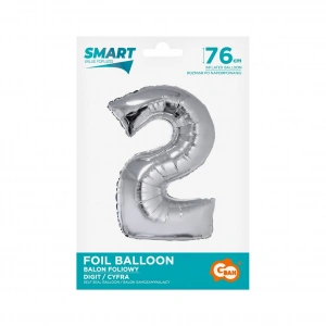 Balon foliowy Godan Smart cyfra 2 srebrna 76cm (CH-SSR2)