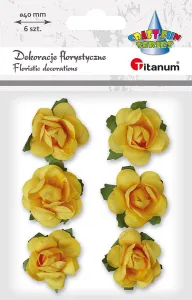 Ozdoba papierowa Craft-Fun Series róże na druciku Titanum (25YX0902-12- yellow)