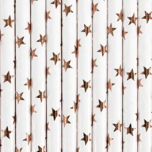 Słomka papierowe, jasne różowe złoto, 19.5cm 10 szt Partydeco (SPP5M-019RJ)