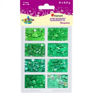 Cekiny Titanum Craft-Fun Series 8 kolorów zielone 2,5g (3G8P 160162)