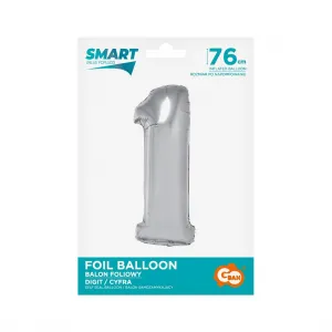 Balon foliowy Godan Smart cyfra 1 srebrna 76cm (CH-SSR1)