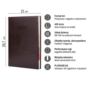 Kalendarz książkowy (terminarz) A4 Press (DZIENNY)