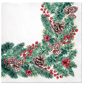 Serwetki Paw Lunch winter branches - biała 330mm x 330mm (SDL017300)