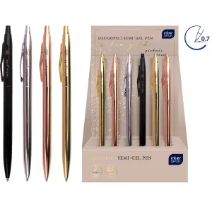 Długopis żelowy Satin Gold slim 1,00mm wkład niebieski 1,0mm Interdruk (5902277346834)