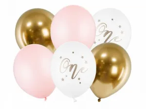 Balon gumowy Partydeco One, Pastel Pale Pink 6 sztuk mix 300mm (SB14P-307-081B-6)