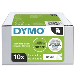 Taśma Dymo D1 9mm x 7m biała/czarny nadruk
