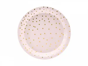 Talerz jednorazowy Kropki, jasny róż papier śr. 180mm 6 szt Partydeco (TPP50-081J)