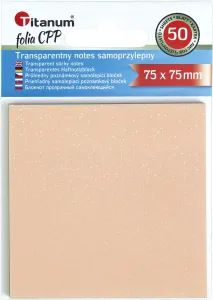 Notes samoprzylepny (karteczki) transparentne, z polipropylenu 75x75 pomarańczowy 50k [mm:] 75x75 Titanum