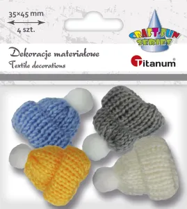 Ozdoba materiałowa Craft-Fun Series czapeczki włóczkowe z pomponem Titanum (YW-002)