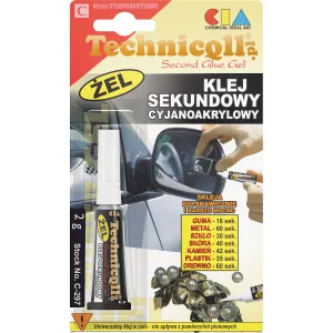 Klej w tubie sekundowy żel 2g Technicqll (C-297)
