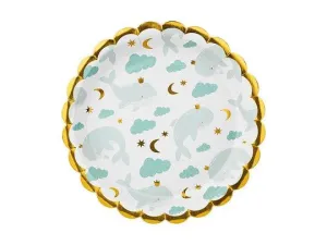 Talerz jednorazowy Wieloryby papier śr. 180mm 6 szt Partydeco (TPP78)
