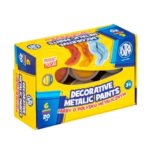 Farby plakatowe dekoracyjne o połysku metalicznycm kolor: mix 20ml 6 kolor. Astra (301124003)