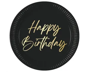 Talerz jednorazowy Blue Happy Birthday, Decorata papier śr. 230mm 8 szt Godan (96613)