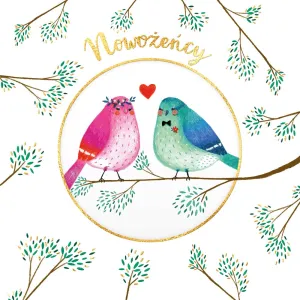 Kartka składana KARNET KW KÓŁKO SLUB PTAKI kw Henry (5907465665131)