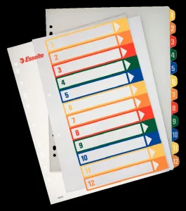 Przekładka numeryczna Esselte Maxi A4 mix kolorów 12k 1-12 245mm x 305mm (100214)