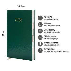 Kalendarz książkowy (terminarz) EKONOMICZNY A5 Press (DZIENNY)