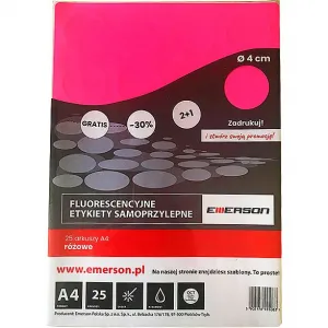 Etykieta samoprzylepna Emerson kółka 40 mm A4 - różowy (ETOKROZ02x025x010)