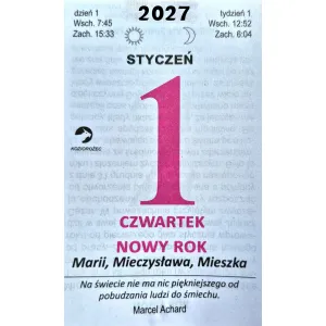 Kalendarz ścienny zdzierak 70mm x 100mm Beskidy