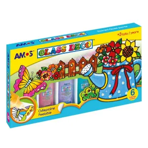 Farba do malowania na szkle kolor: różne 22ml 6 kolor. Amos (GD22PW6)