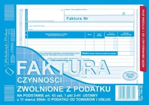 Druk offsetowy A5 Faktura czynności zwolnione z podatku 80k. Michalczyk i Prokop (198-3E)