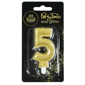 Świeczka urodzinowa eko brokat złota cyfra 5 Arpex (DS0932ZLO-5-0987)