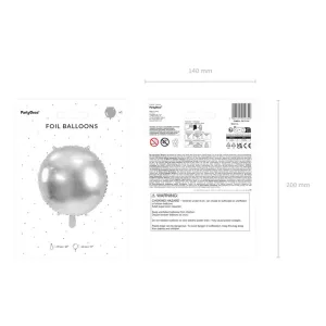 Balon foliowy okrągły Pastylka srebrny 24cal Partydeco (FB177-018)