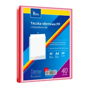 Teczka plastikowa czerwona A4  40 koszulek 5903242104848 A4 czerwony Tetis (BT630-C40)