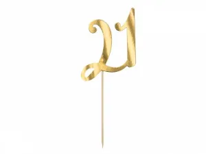 Dekoracja na tort Topper  21, złoty, 20.5cm Partydeco (KPT62-21-019)