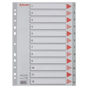 Przekładka numeryczna 1-12 A4 szara 12k 1-12 Esselte (100106)