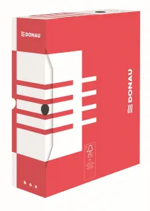 Pudło archiwizacyjne Donau A4 - czerwony 100mm x 340mm x 297mm (7661301FSC-04)