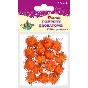 Pompony Titanum Craft-Fun Series brokatowe pomarańczowe 15 szt (338539)
