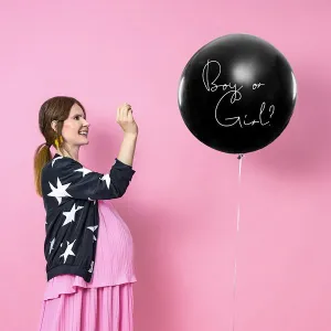 Balon gumowy Partydeco Gender Reveal - Chłopiec, 1m czarny 1000mm (BG36-2-C)