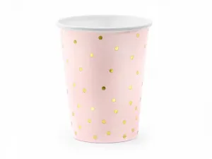Kubek jednorazowy Partydeco Kropki, jasny róż (1 op. / 6 szt.) 260ml (KPP50-081J-EU1)