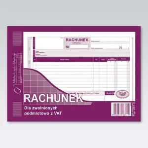 Druk offsetowy A5 Rachunek dla zwolnionych podmiotowo z VAT 80k. Michalczyk i Prokop (231-3)