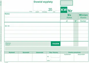 Druk samokopiujący A6 KW Dowód wypłaty 80k. Michalczyk i Prokop (402-5)