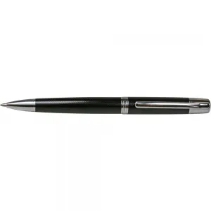 Długopis obrotowy 10KB008 Titanum metalowy czarny jodełkowy wzór srebrne wykończenie niebieski wkład 0,7 mm