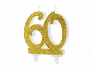 Świeczka urodzinowa Partydeco liczba 60, złoty 7.5cm (SCU5-60-019)