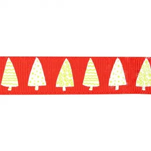 Wstążka Titanum Craft-Fun Series Xmas nadruk choinki czerwono-zielony 15mm 3m (DD139)