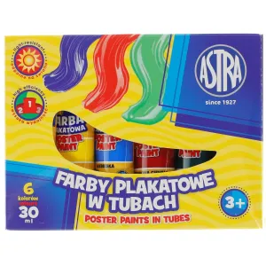 Farby plakatowe w tubach kolor: mix 30ml 6 kolor. Astra (83119900)