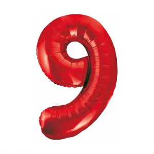 Balon foliowy Godan cyfra 9 czerwona  85cm 40cal (BCHCW9)