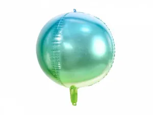 Balon foliowy Kula ombre, niebiesko-zielony, 35cm 14cal Partydeco (FB39-001)