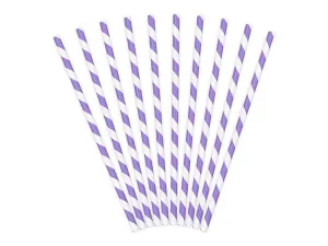 Słomka papierowe liliowe 19,5cm, 1op./10szt. 10 szt Partydeco (SPP1-004)