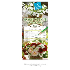 Kalendarz ścienny 5904844530592 Lucrum notatnikowy 2023 Kompozycje kwiatowe 220mm x 490mm (WN2)