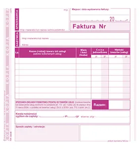 Druk offsetowy 2/3 A5 Faktura dla podatników zwolnionych podmiotowo z podatku VAT 80k. Michalczyk i Prokop (204-4E)