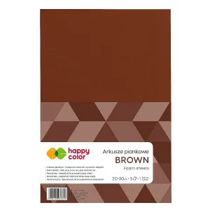 Arkusz piankowy Happy Color kolor: brązowy 5 ark. 210mm x 297mm (HA 7130 2030-75)