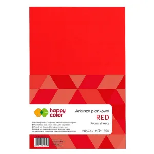 Arkusz piankowy Happy Color kolor: czerwony 5 ark. 210mm x 297mm (HA 7130 2030-2)